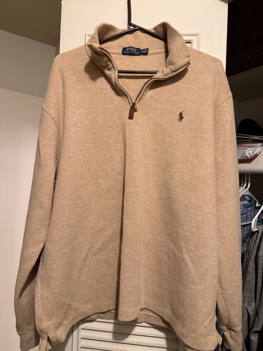 Polo by Ralph Lauren Men’s Tan Quarter-Zip Sweater